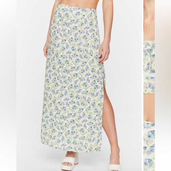 SET: Forever 21 Floral Print Crop Top & Maxi Skirt - Picture 9 of 16